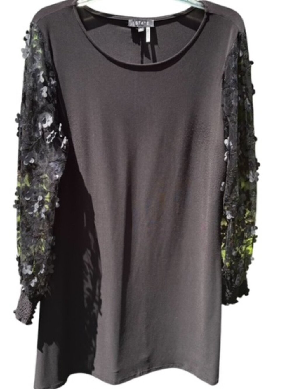 1. State women's  Floral Mesh Sleeve Sheath little black Dress size XL